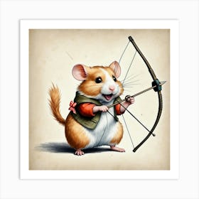 Hamster With Bow And Arrow 3 Art Print