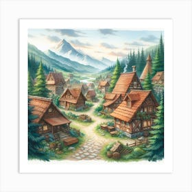 Picturesque Cottage Village 3 Art Print