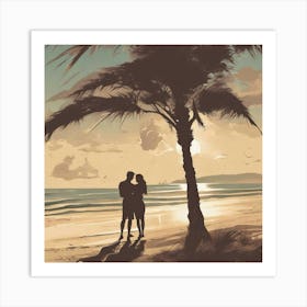 Couple On The Beach Art Print