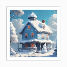 Snowman House Art Print