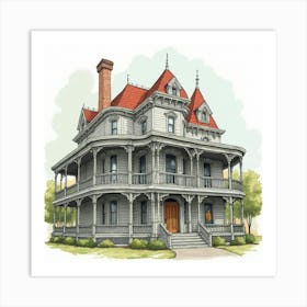 New Orleans Mansion Art Print