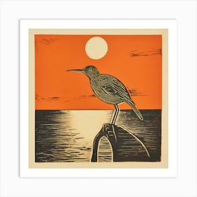 Retro Bird Lithograph Dunlin 4 Art Print