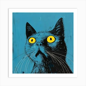 Blue Cat With Yellow Eyes Art Print