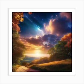 Sunset Over A Road Art Print