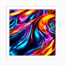 3d Light Colors Holographic Abstract Future Movement Shapes Dynamic Vibrant Flowing Lumi (18) Art Print