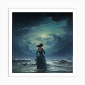 Woman In The Ocean Art Print