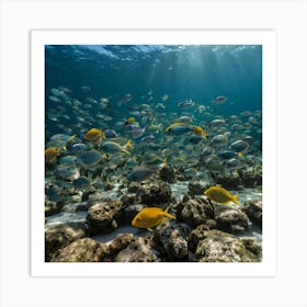 Default Various Beautiful Fish Seen From Inside The Sea At The 1 Art Print