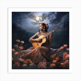 Mexican Girl With Guitar Art Print