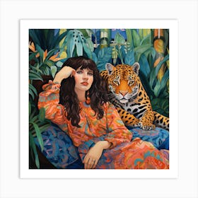 Girl And A Tiger Art Print