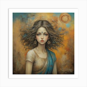 Sari girl Art Print Art Print