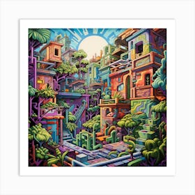 Psychedelic City 1 Art Print