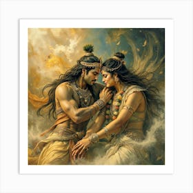 Arjuna & Draupadi Art Print