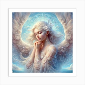 Angel Beauty Pray Creative Color Illustration 1 Art Print