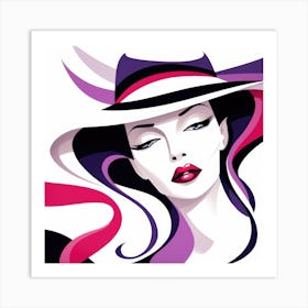 Portrait Of Woman In Hat Art Print