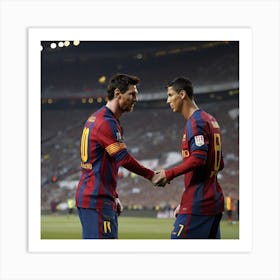 Two Soccer Players Shaking Hands Art Print
