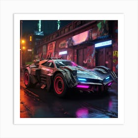 Igiracer Painting 3d Batman Next To Batmobile In Apocalyptic Ne 78cd1cb5 Daab 400e 9861 F054c2cc1be2 Art Print