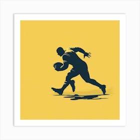 Silhouette Of Rugby Player Running Art Print