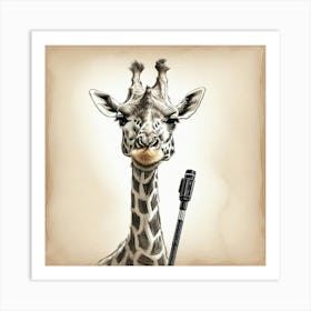 Giraffe With Microphone 1 Art Print