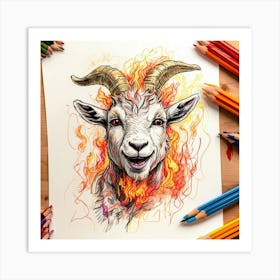 Goat On Fire 50 Art Print