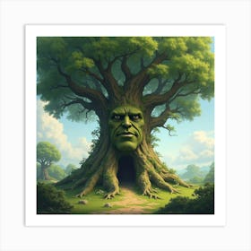 An Ancient Tree With A Face, Speaking Wisdom To Travelers 1 Art Print