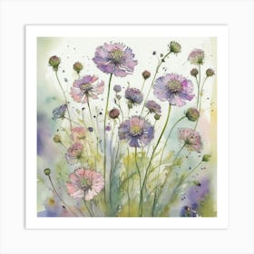 Cosmos flower plants painting art print 1 Art Print