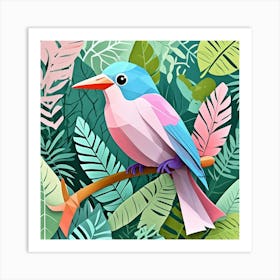 Pastel Bird Cubism Style Art Print