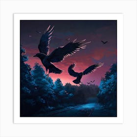 Ravens In Flight Art Print