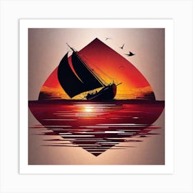 Sailboat At Sunset 9 Art Print