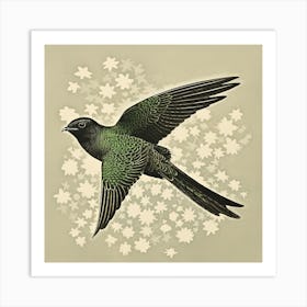 Ohara Koson Inspired Bird Painting Chimney Swift 2 Art Print