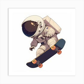 Astronaut Skateboarding 2 Art Print