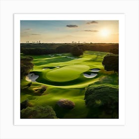 Golf Course At Sunset 7 Art Print