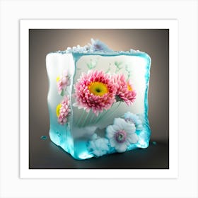 Ice Cube With Flowers 3 Art Print