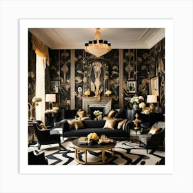 Black And Gold Living Room 6 Art Print