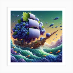 Ship Of Grapes Art Print