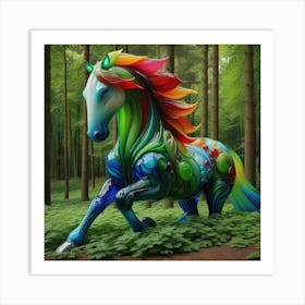 Colorful Horse In The Woods 1 Art Print