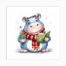 Christmas Hippo 4 Art Print