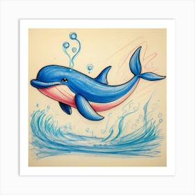 Dolphin Drawing 14 Art Print