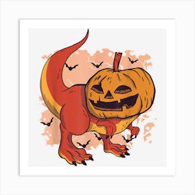 Halloween Pumpkin Dinosaur Art Print