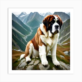 St Bernard Dog 61 Art Print