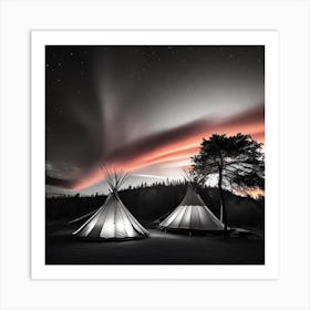 Teepees At Night 22 Art Print