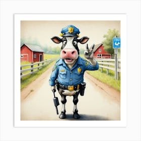 Cow Police Officer Art Print