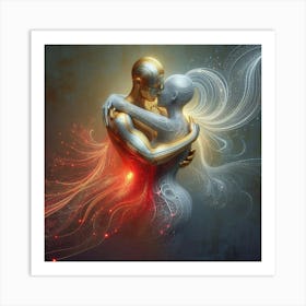 Man And Woman Hugging Art Print