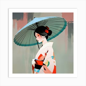 Japanese woman with umbrella 6 Art Print