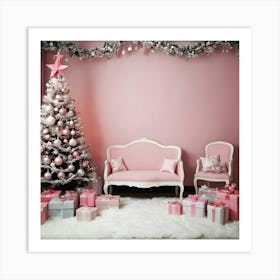Pink Christmas Tree 3 Art Print
