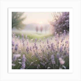 Lavender Field At Sunrise Art Print