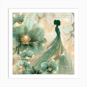 Lady In Green Dress Art Print