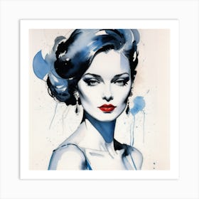 Woman In Blue Art Print