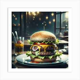 Hamburger On A Plate 117 Art Print