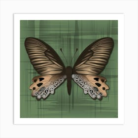 Mechanical Butterfly The Atrophaneura Horishana On A Green Background Art Print