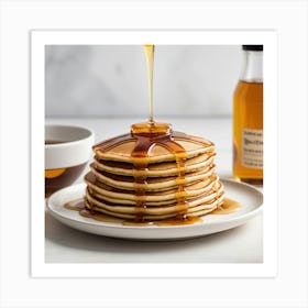 Maple Syrup Pouring Over Pancakes Art Print